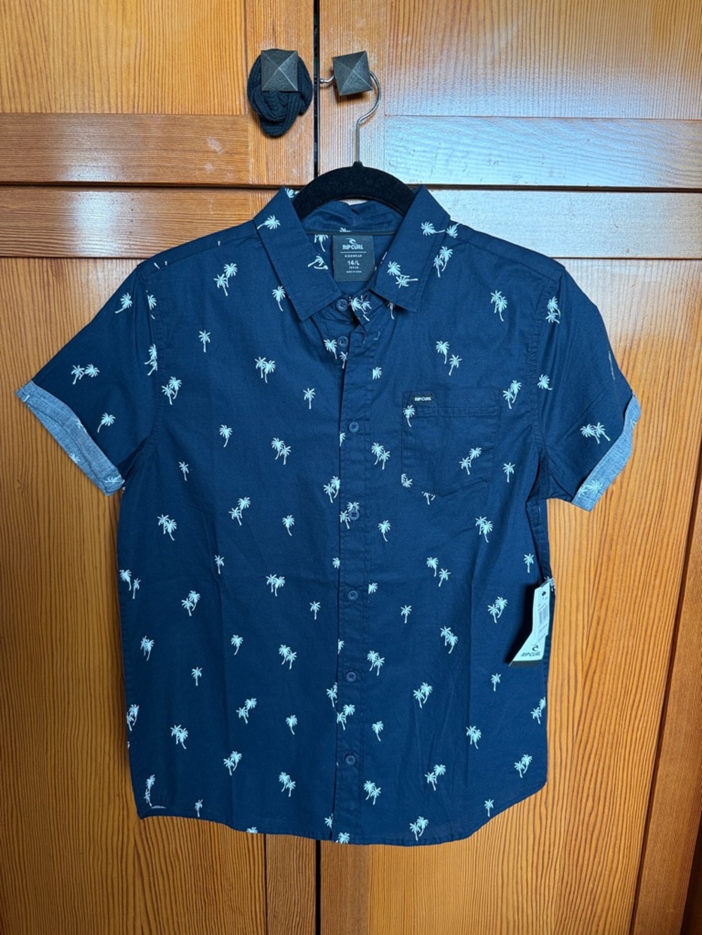 Rip Curl Navy Short-Sleeve Palm Print Button-Front Shirt